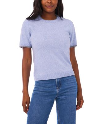 Contrast Edge Short Sleeve Sweater