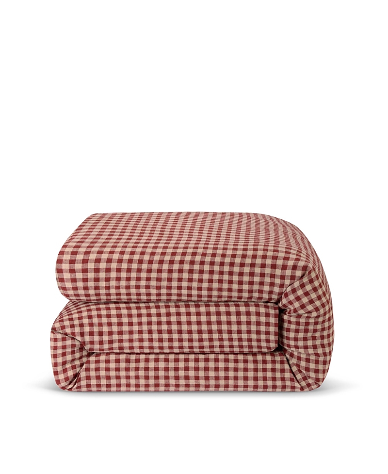 Piglet In Bed Gingham Linen Duvet Cover, Queen
