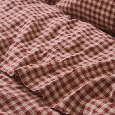 Gingham Linen Flat Sheet, Queen