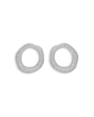 Pav&eacute; Open Circle Drop Earrings