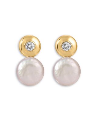 Majestic Gem Cubic Zirconia & Cultured Freshwater Pearl Drop Earrings
