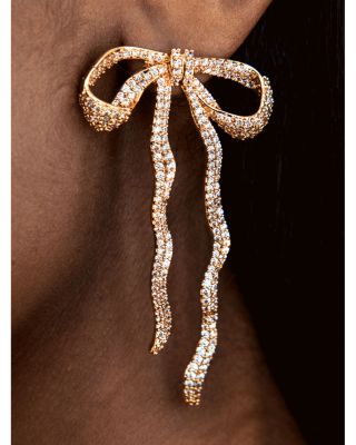 Pav&eacute; Bow Statement Earrings