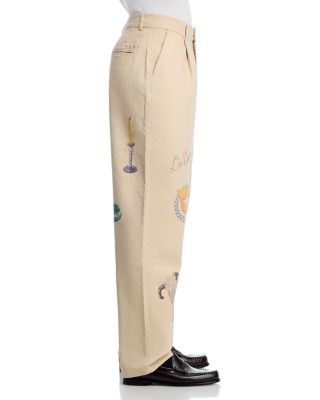 Romeo Pleated Canvas Graphic Pants