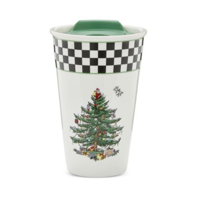 Christmas Tree Black &amp; White Travel Mug