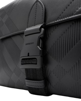 Small Embossed Check Buckled Messenger Bag