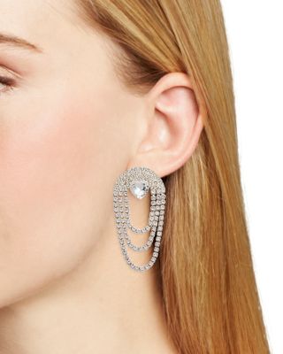 Heart Rhinestone Drop Earrings - Exclusive