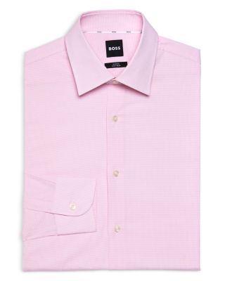 Hank Cotton Stretch Check Dot Slim Fit Dress Shirt
