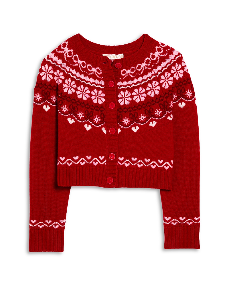 Loveshackfancy Girls' Wrenna Wool Cardigan - Little Kid In Red