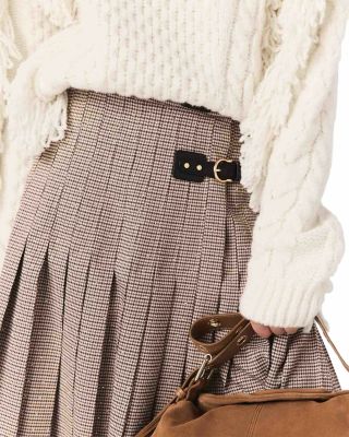 Jeligora Houndstooth Pleated Skirt