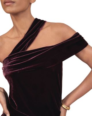 Petite Dalia One Shoulder Velvet Midi Dress