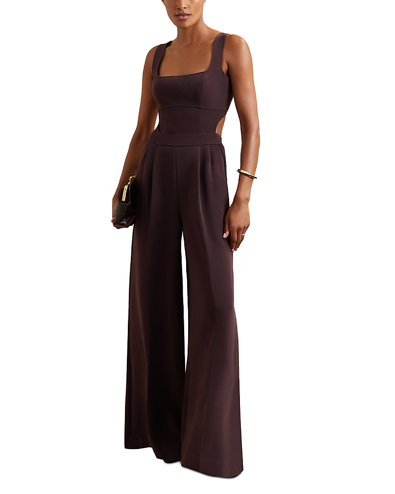 Reiss Petite Dion Wide Leg Jumpsuit In Burgundy