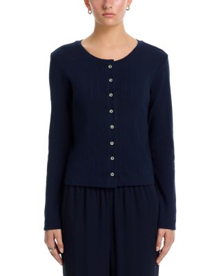 Pointelle Crewneck Cardigan