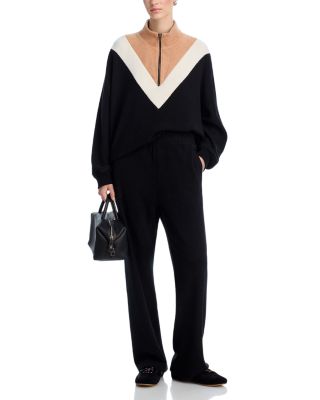 Color Blocked Mock Neck Quarter Zip Top