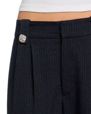 Pinstripe Rhinestone Button Pants - Exclusive