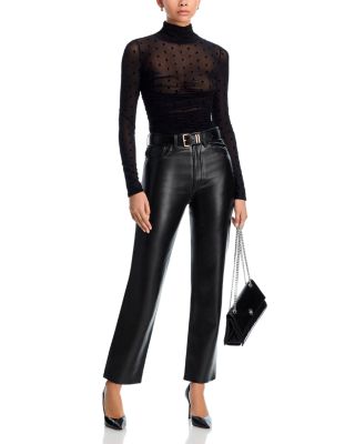 Polka Dot Mesh Mock Neck Bodysuit - Exclusive