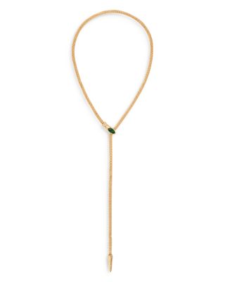 Serpentina Green Cubic Zirconia Adjustable Lariat Necklace, 26"