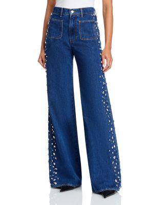 Kasey Mid Rise Wide Leg Jeans in Stoned Bright Blue