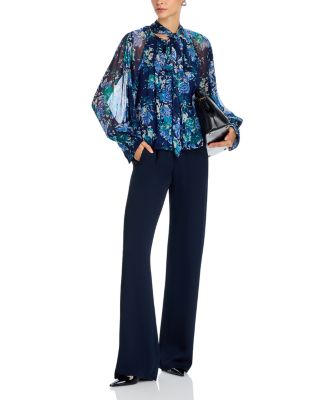 Aderyn Tapestry Print Tie Neck Blouse