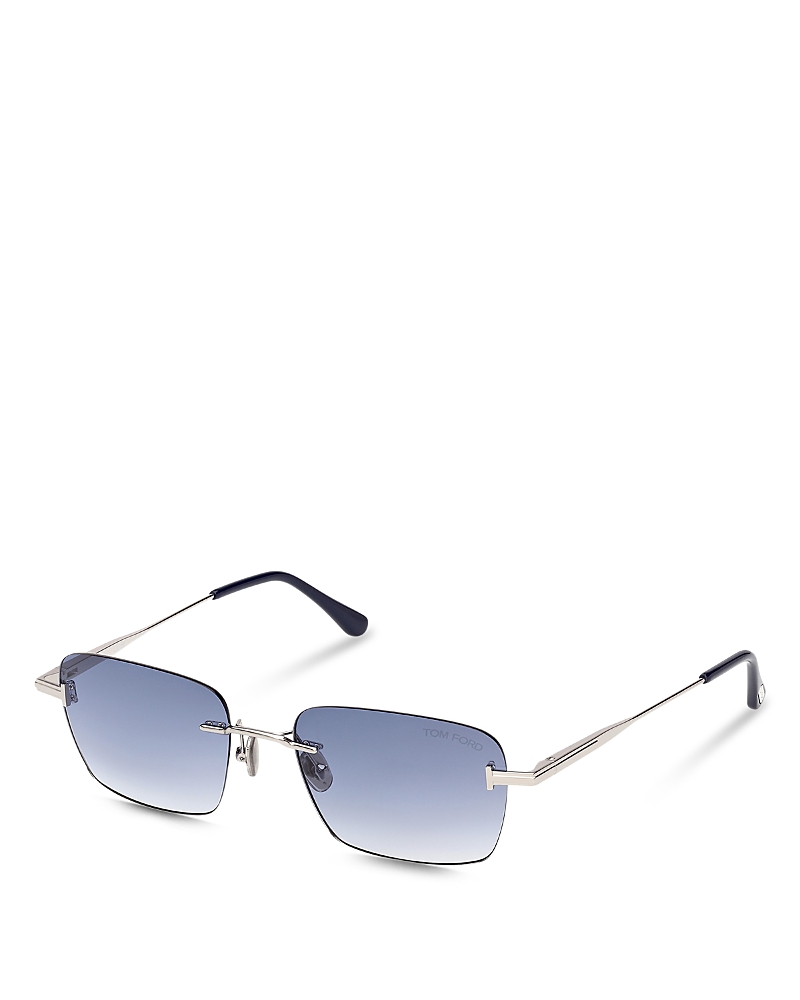 Tom Ford Jake 54mm Gradient Rectangular Sunglasses In Metallic