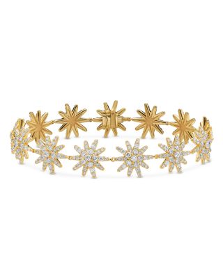 Starburst Pav&eacute; Tennis Bracelet in 18K Yellow Gold with Diamonds, 12.3mm