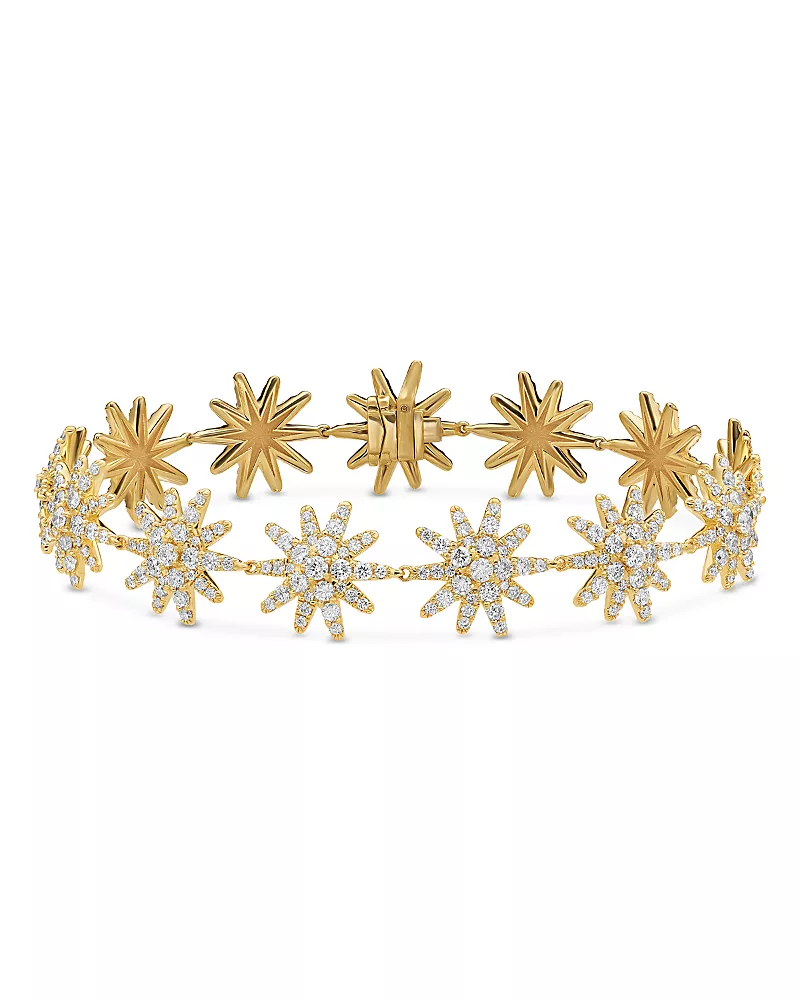 David Yurman Starburst Pave Tennis Bracelet in 18K Yellow Gold with Diamonds, 12.3mm