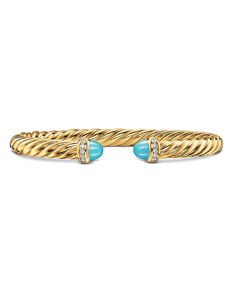 David Yurman Cablespira Flex Bracelet in 18K Yellow Gold with Gemstones and Diamonds, 6mm