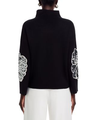 Long Sleeve Funnel Neck Sequin Soutache Sweater