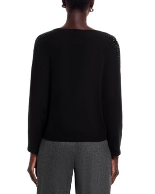 Long Sleeve Jersey, Beaded and Lace Inset Sweater