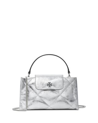 Kira East/West Diamond Quilted Metallic Leather Top Handle Bag