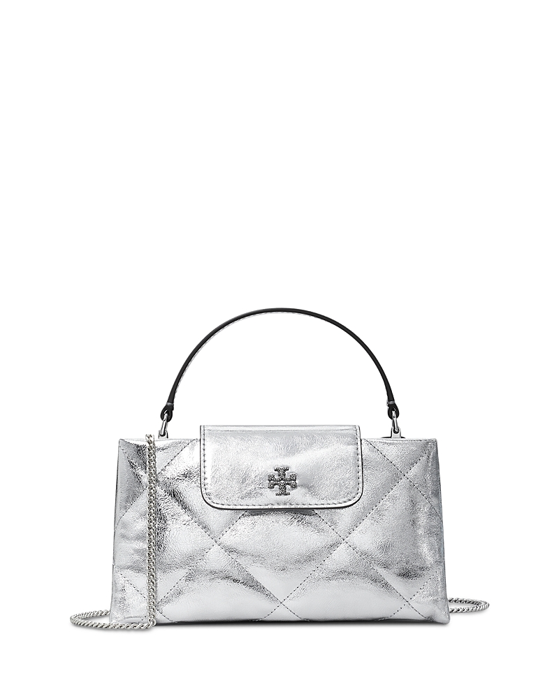 Tory Burch Kira East/West Diamond Quilted Metallic Leather Top Handle Bag