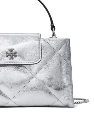 Kira East/West Diamond Quilted Metallic Leather Top Handle Bag