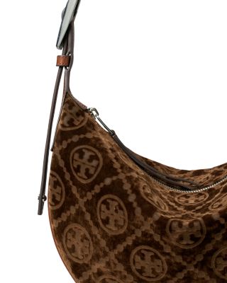 T Monogram Small Flocked Shoulder Bag