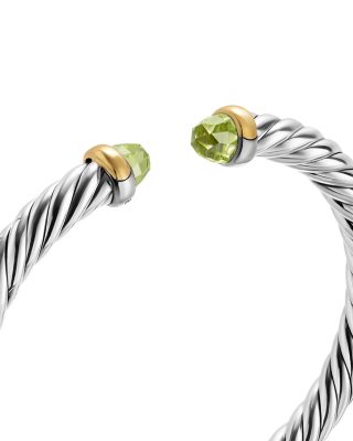 Cable Flex&reg; Bracelet in Sterling Silver with 14K Yellow Gold and Peridot, 6mm