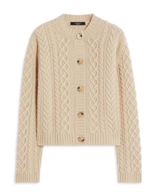 Abito Wool Crewneck Cable Knit Cardigan