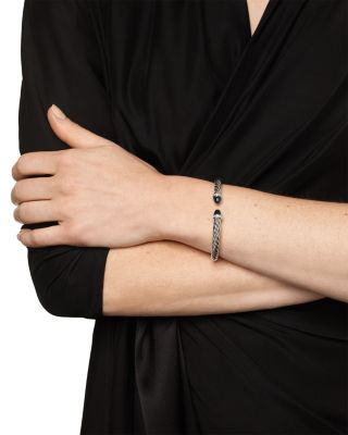 Cable Flex&reg; Bracelet in Sterling Silver with Black Onyx and Diamonds, 6mm