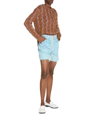 Printed Light Denim Shorts