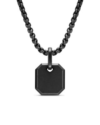 Men's Octagonal Amulet in Sterling Silver or Black Titanium, 15mm