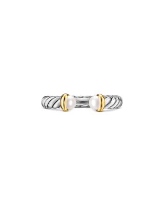 Petite Cable Open Ring in Sterling Silver with 14K Yellow Gold, 3.4mm