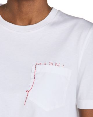 High Low Patch Pocket Crewneck Tee