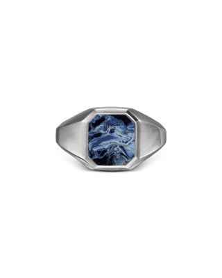 Men's Streamline&reg; Signet Ring in Sterling Silver with Pietersite, 14mm