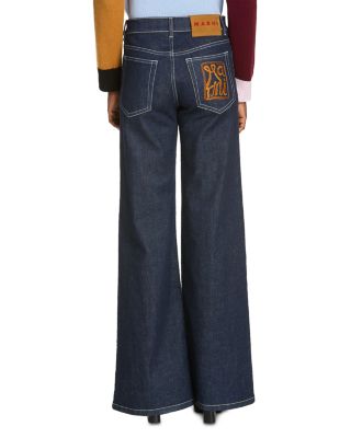 Stretch Denim Wide Leg Pants