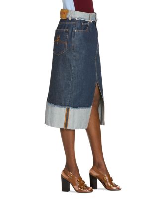 Inside Out Denim Midi Skirt