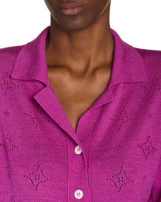 Wool Silk Perforated Knit Shirt