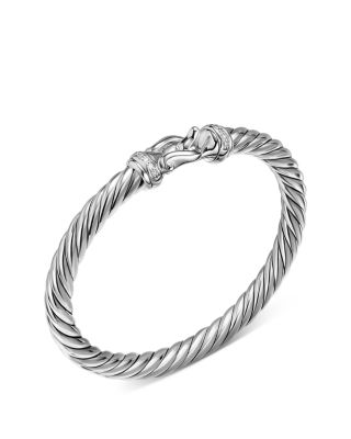Cable Flex&reg; Buckle Bracelet in Sterling Silver with Diamonds, 6mm