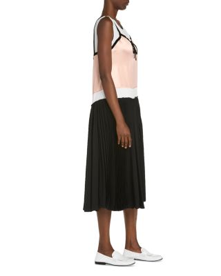 Crepe Envers Satin Multimaterial Trope Oil Midi Dress