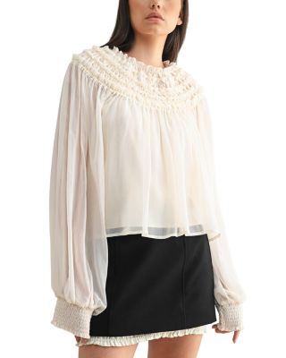 Smocked Sheer Blouse