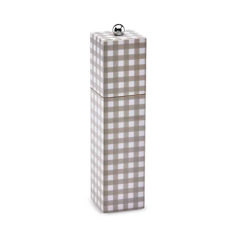 Addison Ross Cappucino Gingham Square Pillar Salt Or Pepper Mill In Gray