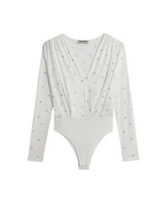  Embellished V-Neck Long Sleeve Top