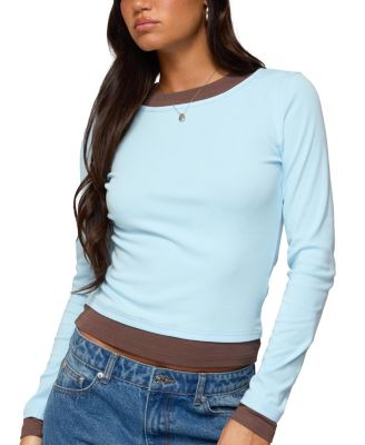  Contrast Layered Look Long Sleeve T Shirt