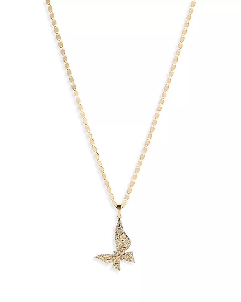 Lana Jewelry Diamond Butterfly Pendant Necklace in 14K Yellow Gold, 0.92 tcw
